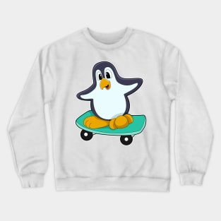 Penguin as Skater on Skateboard Crewneck Sweatshirt